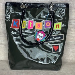 Kitson Los Angeles Black Shiny Tote Bag